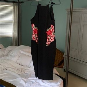 Black and floral high neck dress